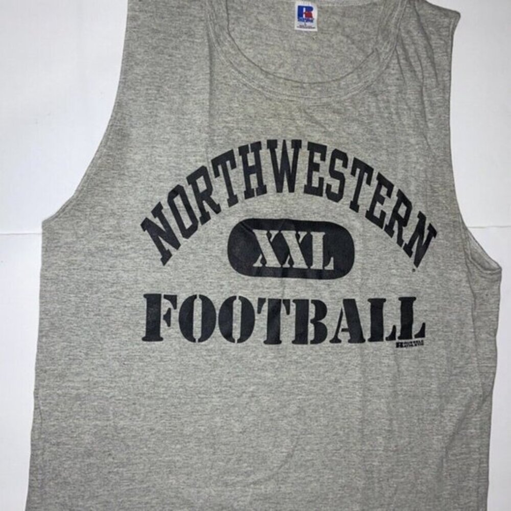2/$30  Northwestern Football‎ Russell Athletic Sleeveless T-Shirt, Gray, L